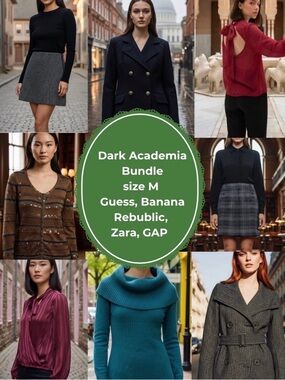 Dark Academia Bundle size M- Jackets, skirts, sweaters, cardigans, blouses, tops